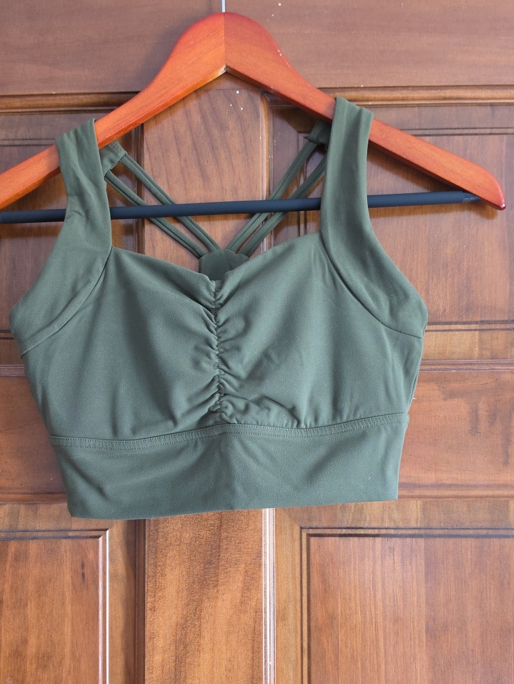 BuffBunny Olive Green Padded Strappy Sports Bra